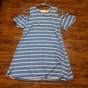 Boutique blue dress with white stripes